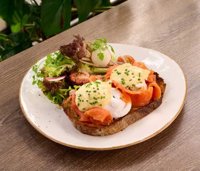 Eggs-Benedict-plated-and-served---The-Farm