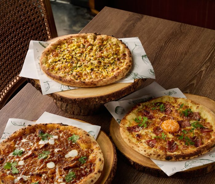 Three-Pizzas-with-various-toppings---The-Farm
